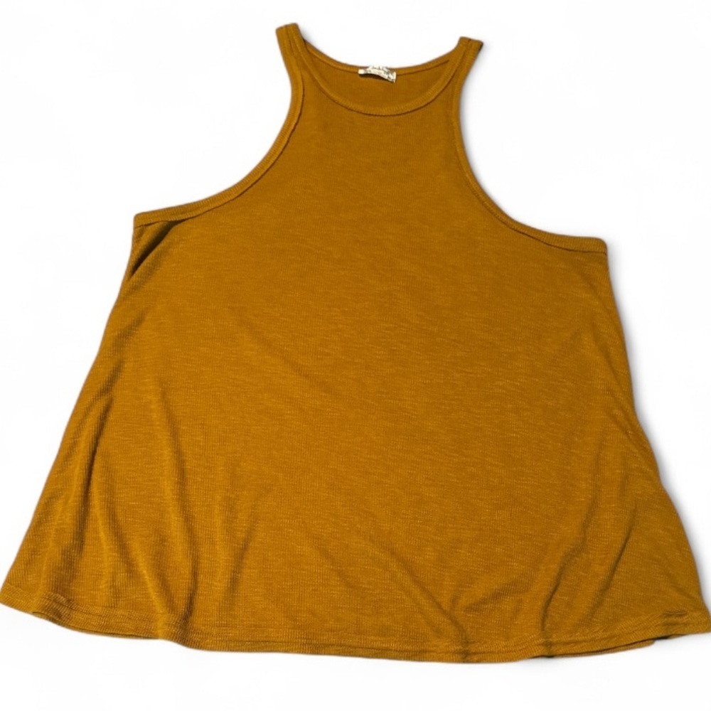 Free People tank top brown ribbed small soft poly rayon blend